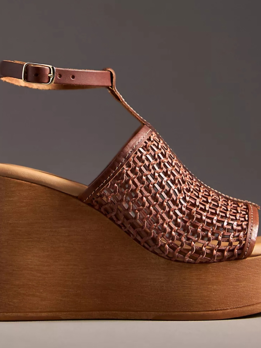 Anthropologie Woven Leather Platform Sandals - Picture 2 of 7
